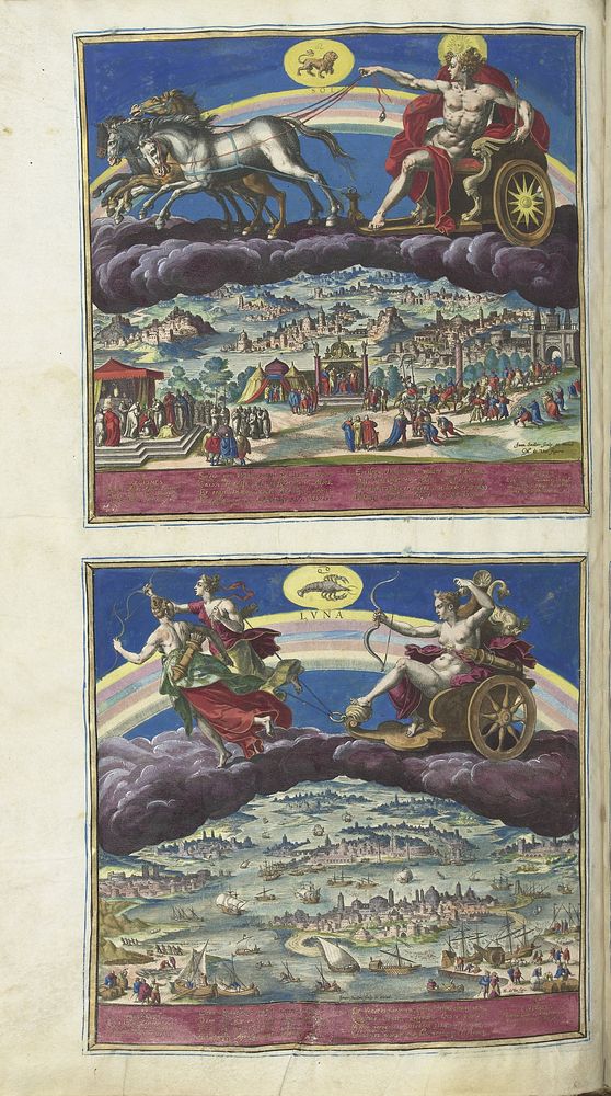 De Zon en zijn invloed op de wereld (1585) by Johann Sadeler I, Maerten de Vos and Johann Sadeler I