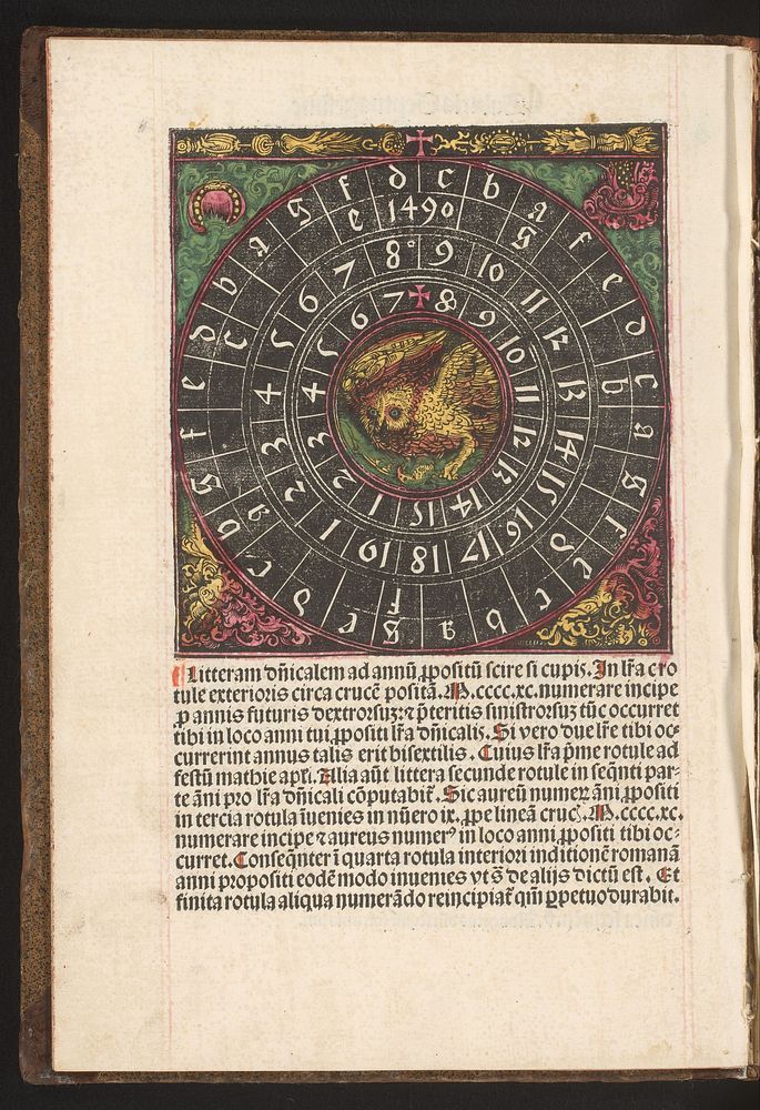 Schema voor het bepalen van de zondagsletter (littera dominicalis) (c. 1490 - before 1503) by anonymous and Johannes…
