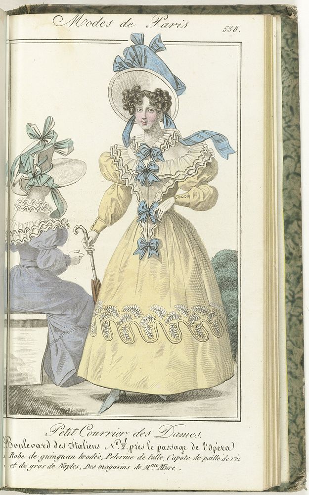 Petit Courrier des Dames, 31 mai 1828, No. 558 : Robe de guinguan brodée... (1828) by anonymous and Dondey Dupré