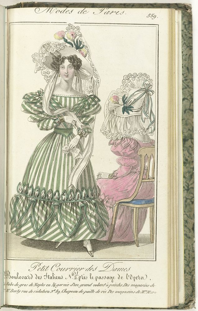 Petit Courrier des Dames, 5 juin 1828, No. 559 : Robe de gros de Naples... (1828) by anonymous and Dondey Dupré