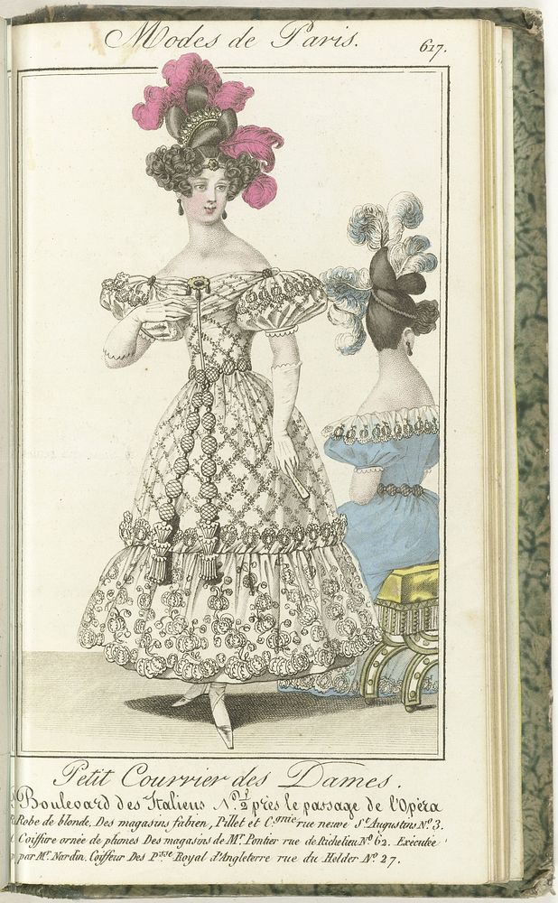 Petit Courrier des Dames, 15 février 1829, No. 617 : Robe de blonde... (1829) by anonymous and Dondey Dupré