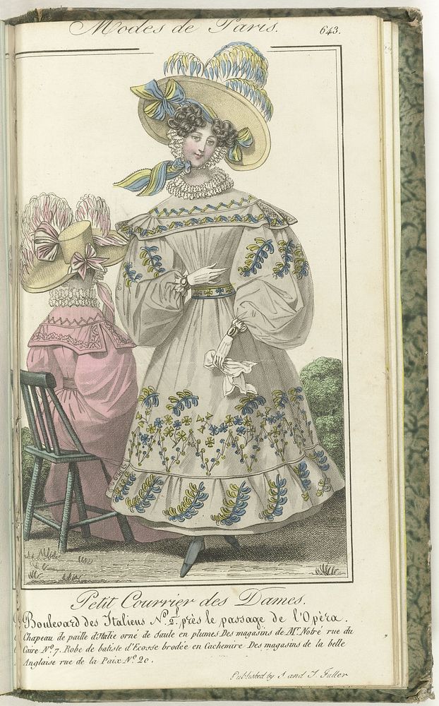 Petit Courrier des Dames, 5 juin 1829, No. 643 : Chapeau de paille d'Italie... (1829) by anonymous and Dondey Dupré