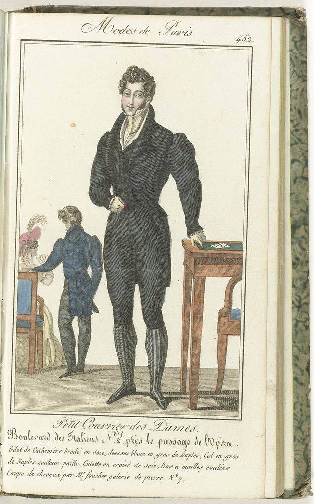 Petit Courrier des Dames, 25 février 1827, No. 452 : Gilet de Cachemire brodé en soie... (1827) by anonymous and Dondey Dupré