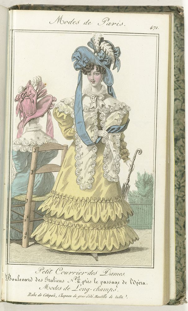 Petit Courrier des Dames, 20 mai 1827, No. 471 : Modes de Long-Champs... (1827) by anonymous and Dondey Dupré
