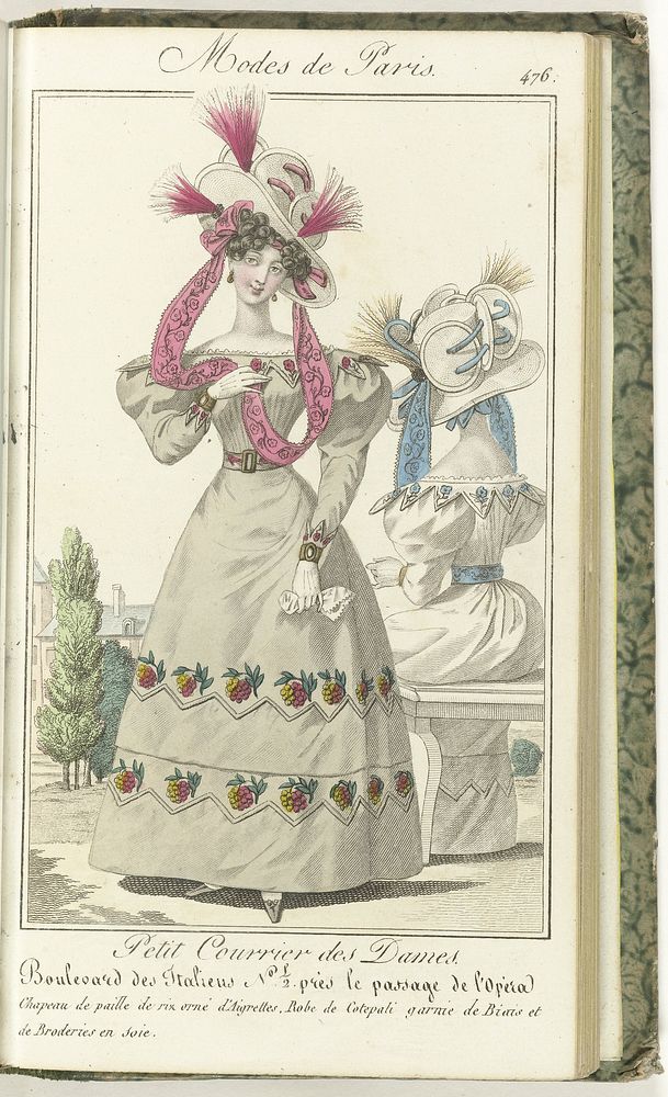 Petit Courrier des Dames, 10 juin 1827, No. 476 : Chapeau de paille de riz... (1827) by anonymous and Dondey Dupré