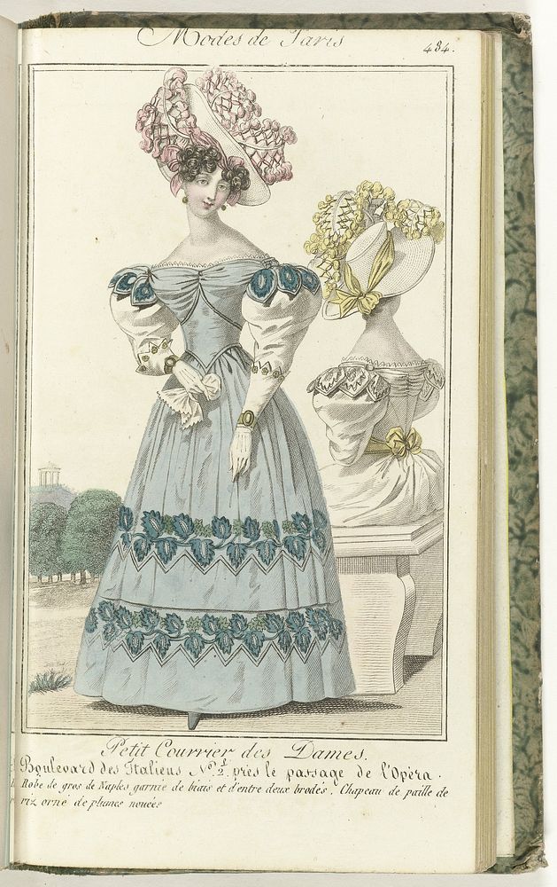 Petit Courrier des Dames, 15 juillet 1827, No. 484 : Robe de gros de Naples... (1827) by anonymous and Dondey Dupré