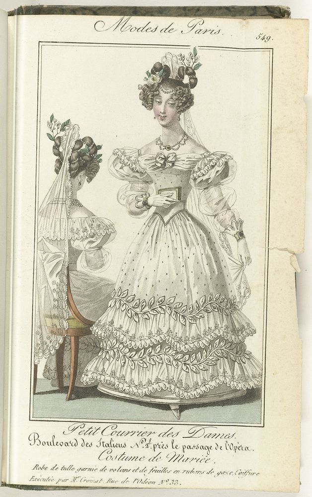 Petit Courrier des Dames, 25 avril 1828, No. 549 : Costume de Mariée... (1828) by anonymous and Dondey Dupré