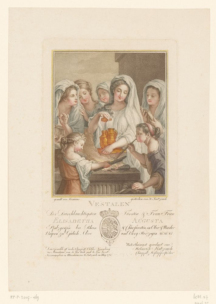 De Vestaalse Maagden offerend bij een altaar (1781) by Heinrich Sintzenich, Anthon Schoonjans, Heinrich Sintzenich…