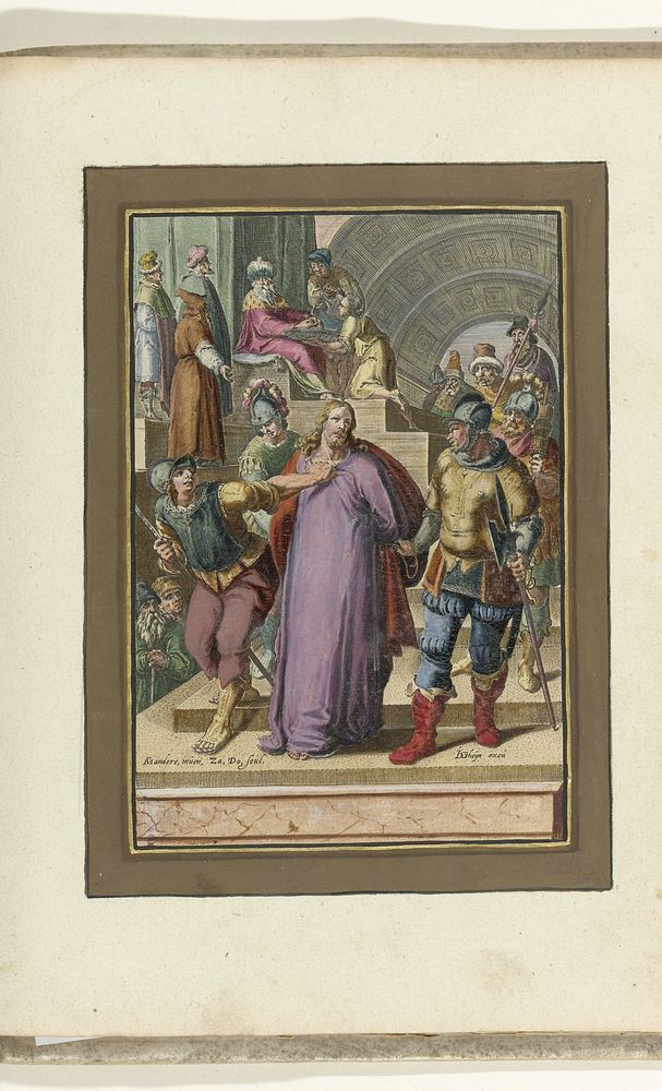 Christus weggeleid voor Pilatus (1596 - 1598) by Zacharias Dolendo, Karel van Mander I and Jacques de Gheyn II