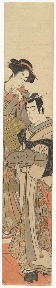A Woman with a Young Man Disguised (c. 1780 - in or before 1816) by Kitao Masanobu