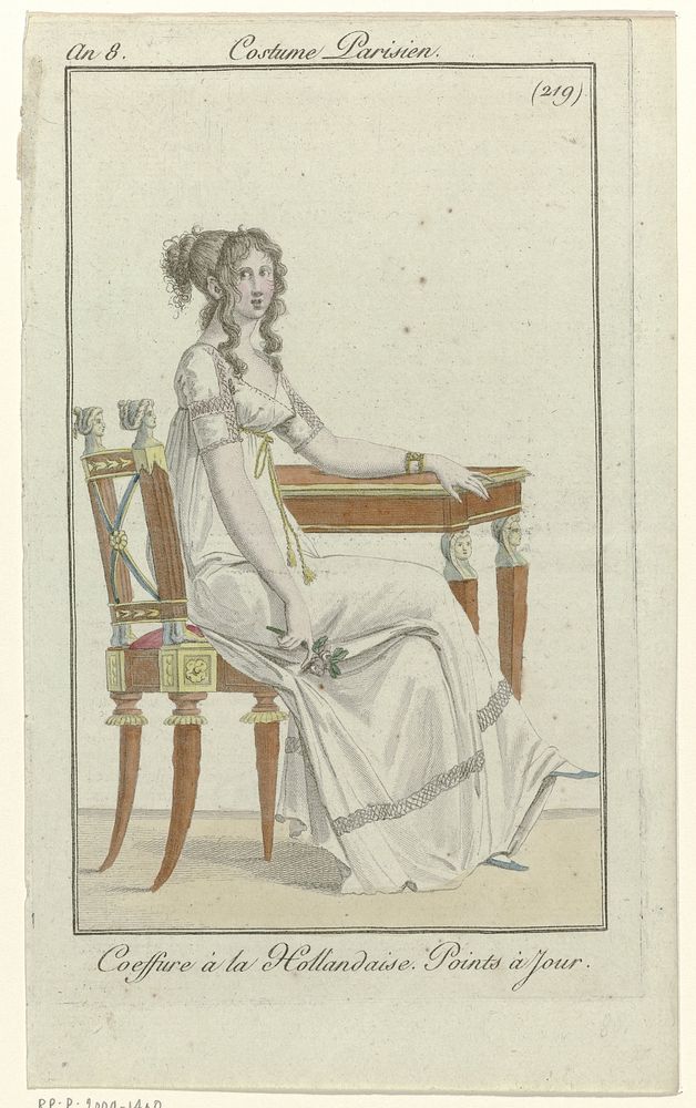 Journal des Dames et des Modes, Costume Parisien, 30 mai 1800, An 8 (219) : Coeffure à la Hollandais (...) (1800) by…