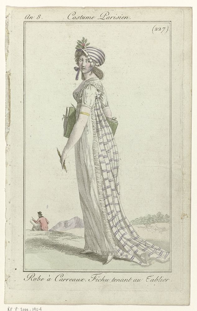 Journal des Dames et des Modes, Costume Parisien, 4 juillet 1800, An 8 (227) : Robe à Carreaux (...) (1800) by anonymous and…
