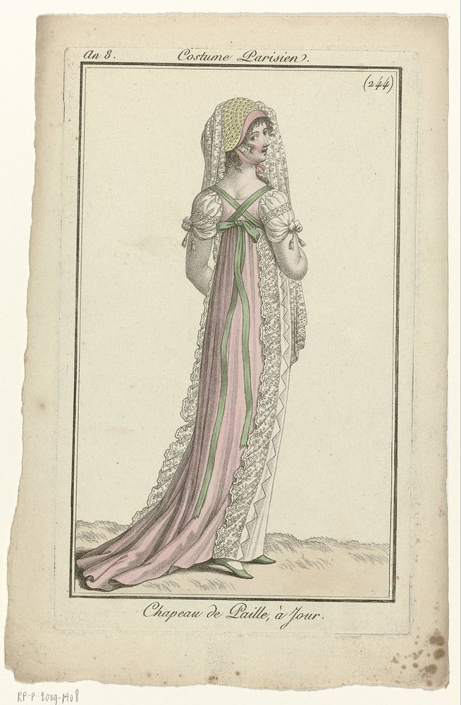 Journal des Dames et des Modes, Costume Parisien, 12 sept. 1800, An 8 (244) : Chapeau de paill (...) (1800) by anonymous and…