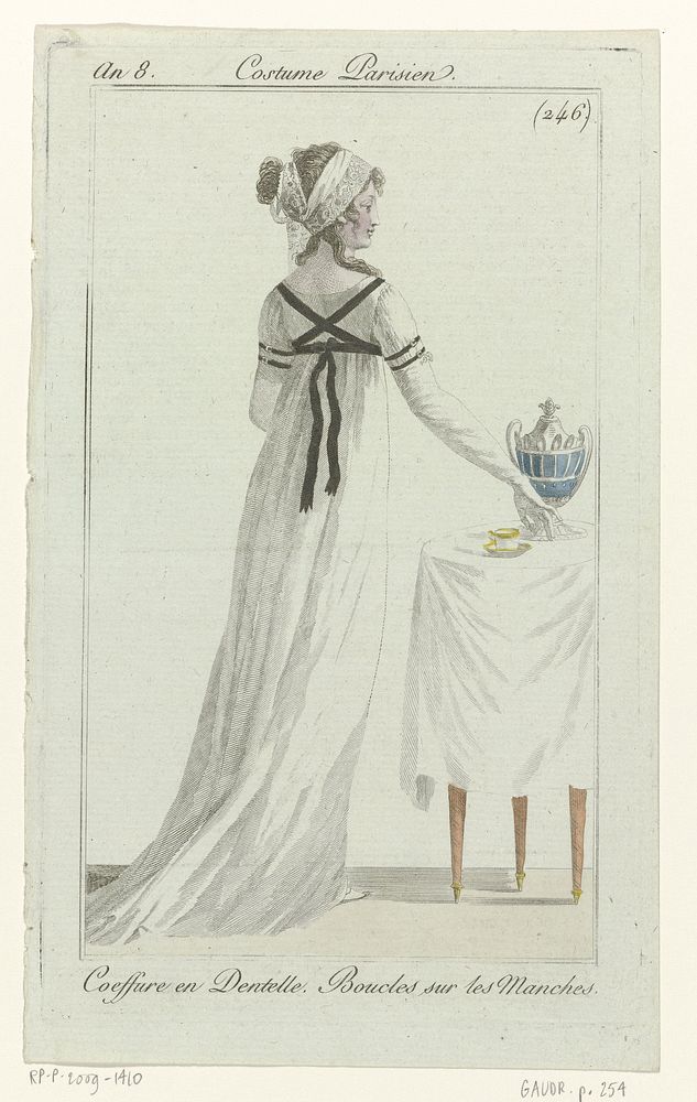 Journal des Dames et des Modes, Costume Parisien, 22 sept. 1800, An 8 (246) : Coeffure en dentell (...) (1800) by anonymous…