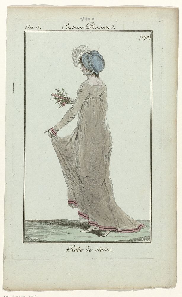 Journal des Dames et des Modes, Costume Parisien, 4 février 1800, An 8 (192) : Robe de satin (1800) by anonymous and Pierre…