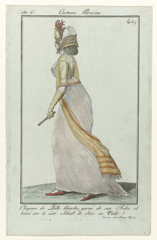 Journal des Dames et des Modes, Costume Parisien, 8 juin 1798, An 6 (42) : Chapeau de Paill (...) (1798) by anonymous…