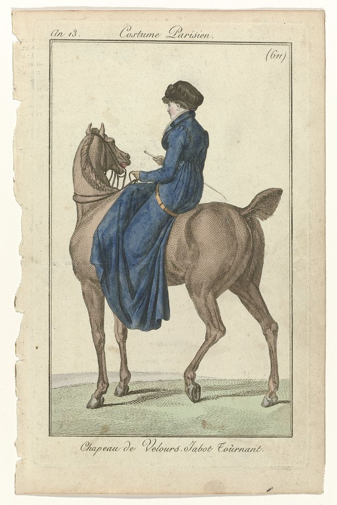 Journal des Dames et des Modes, Costume Parisien, 15 janv.1805, An 13 (611) : Chapeau de Velours (...) (1805) by anonymous…
