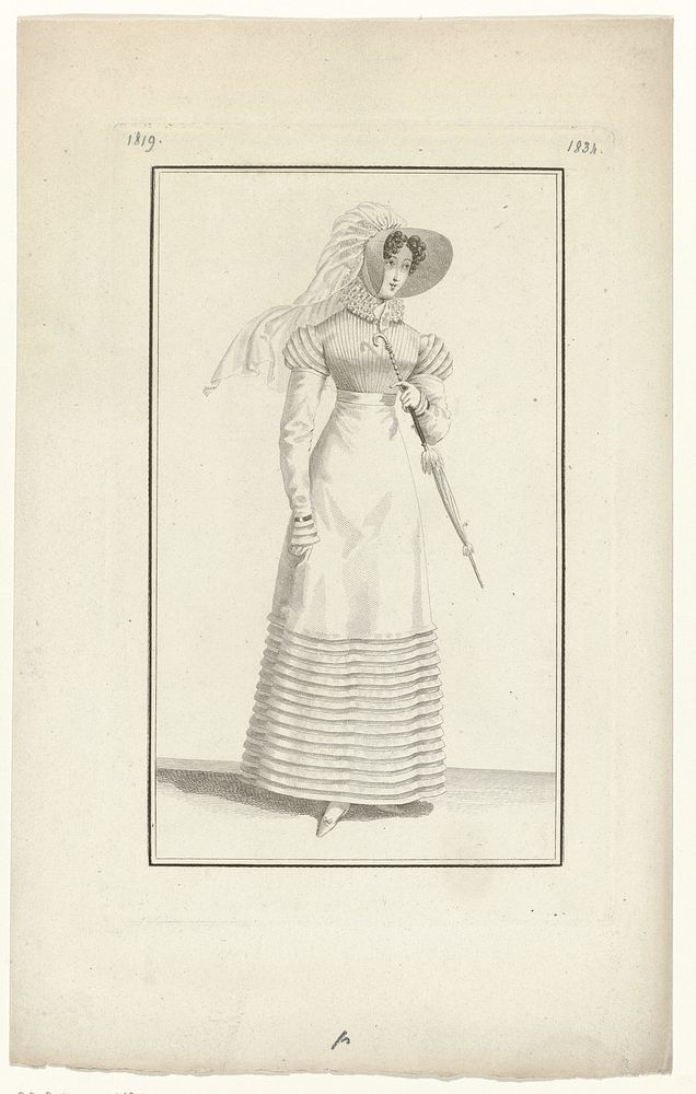 Journal des Dames et des Modes, Costume Parisien, 5 août 1819 (1834) (1819) by anonymous and Pierre de la Mésangère