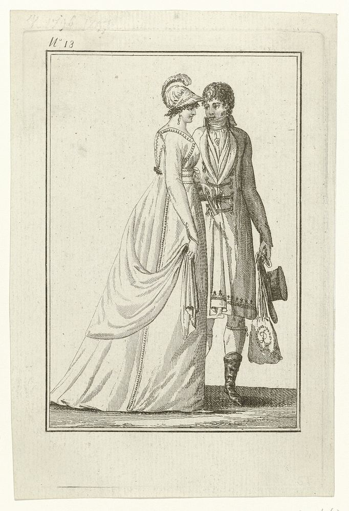 Tableau Général du Goût, An 7, No. 13 (21 dec. 1798): Couple amoureux à la promenade (1798) by Laurent Guyot and Gide