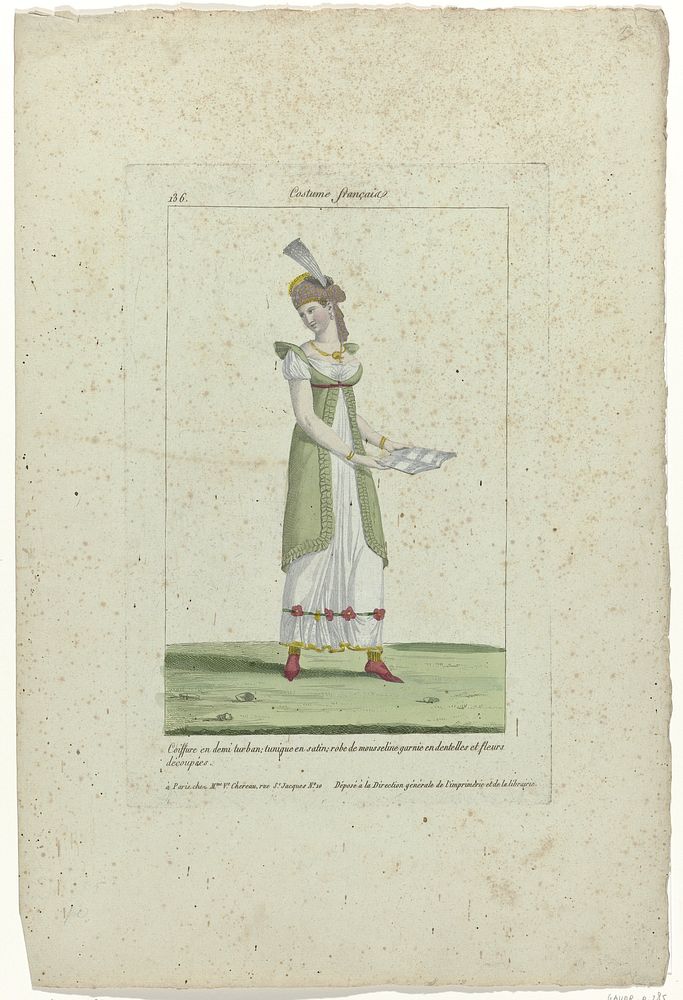 Costume Français, puis Nouveau Costume Parisien 1799-1810, No. 136: Coiffure en demi turban (...). (1799 - 1810) by…