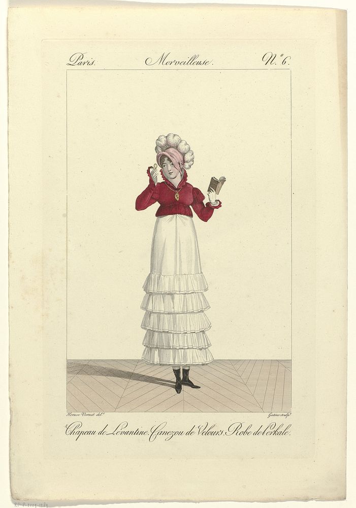 Incroyables et Merveilleuses, 1811, Merveilleuse, No. 6: Chapeau de Levantin (...) (1811) by Georges Jacques Gatine and…