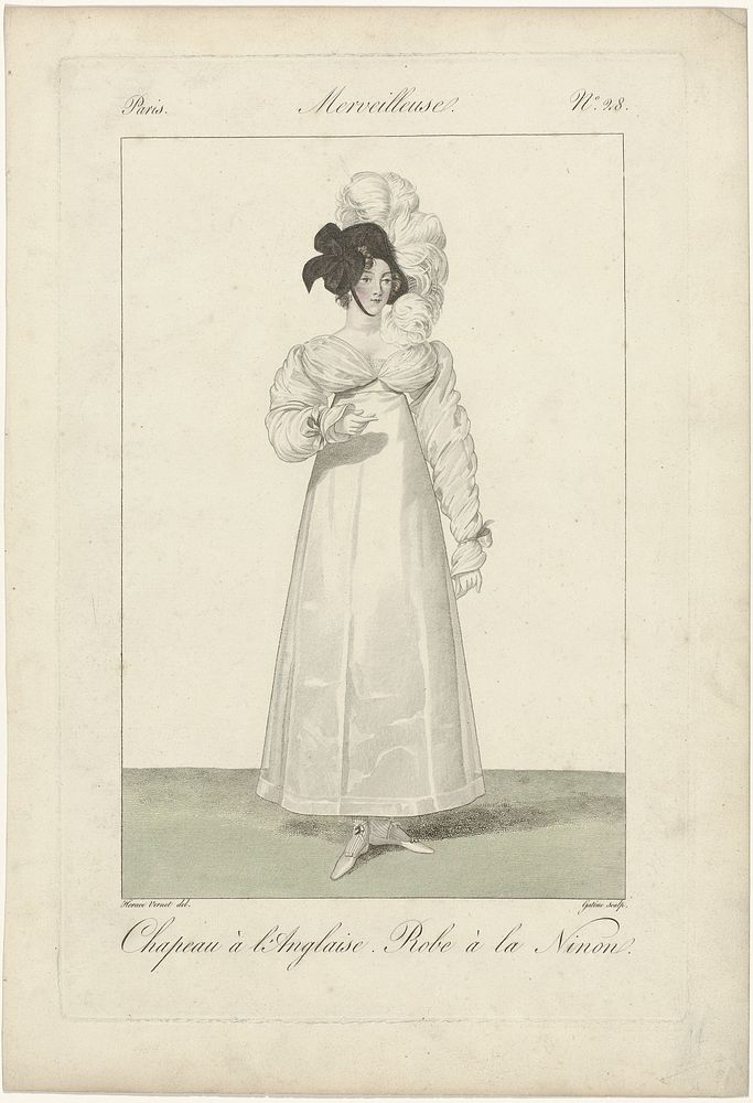 Incroyables et Merveilleuses, 1816, Merveilleuse, No. 28: Chapeau à l'Anglais (...) (1816) by Georges Jacques Gatine and…