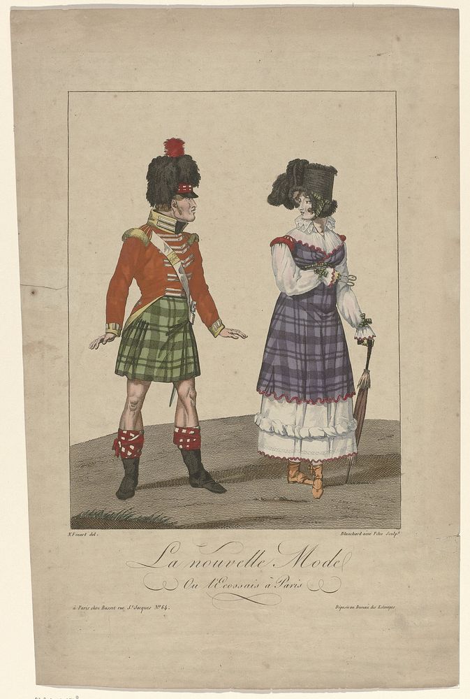 Les Alliés à Paris en 1815, Scènes de Moeurs : La Nouvelle Mode ou l'Ecossais à Paris (1815) by Blanchard, N Finart and…