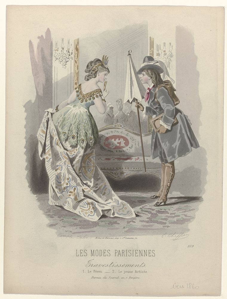 Les Modes Parisiennes, ca. 1864, No. 1578 : Travestissements (...) (c. 1864) by E Cheffer, François Claudius Compte Calix…