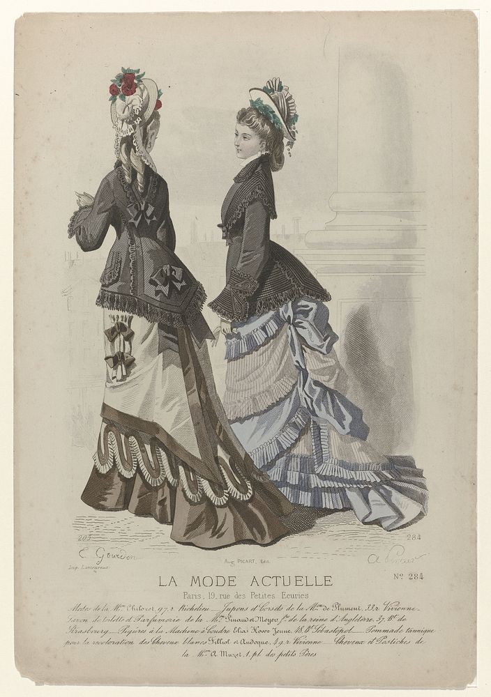 La Mode actuelle, ca. 1875, No 284 : Modes de la M.on Chiloret (...) (c. 1875) by A Portier, Gourdon, Aug Picart and…
