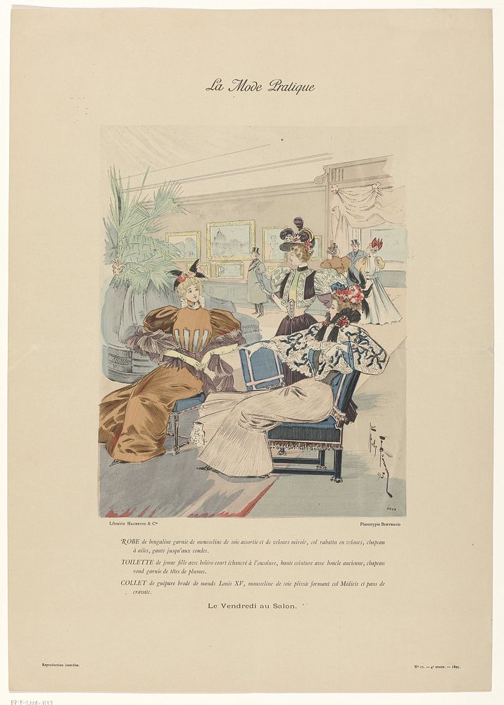 La Mode Pratique, 1895, 4e année, No. 22 : Le Vendredi au Salon (...) (1895) by Michel Berthaud and Librairie Hachette and…