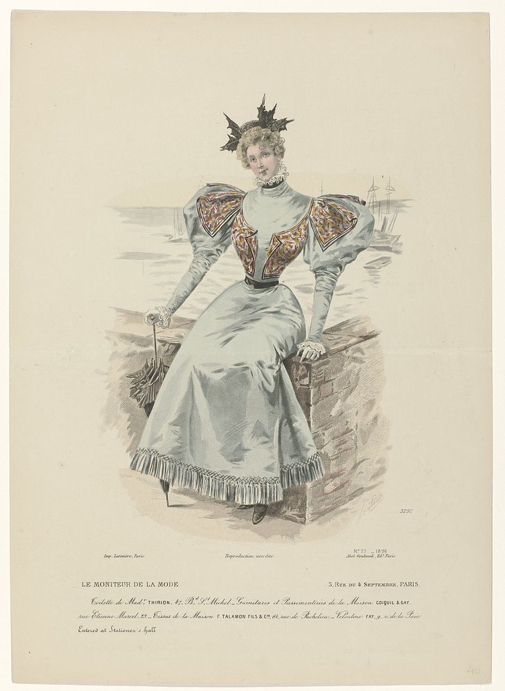 Le Moniteur de la Mode, 1896, No. 27, Pl. 329C: Toilette de Mad.e Thirion (...) (1896) by A Portier, Abel Goubaud and…