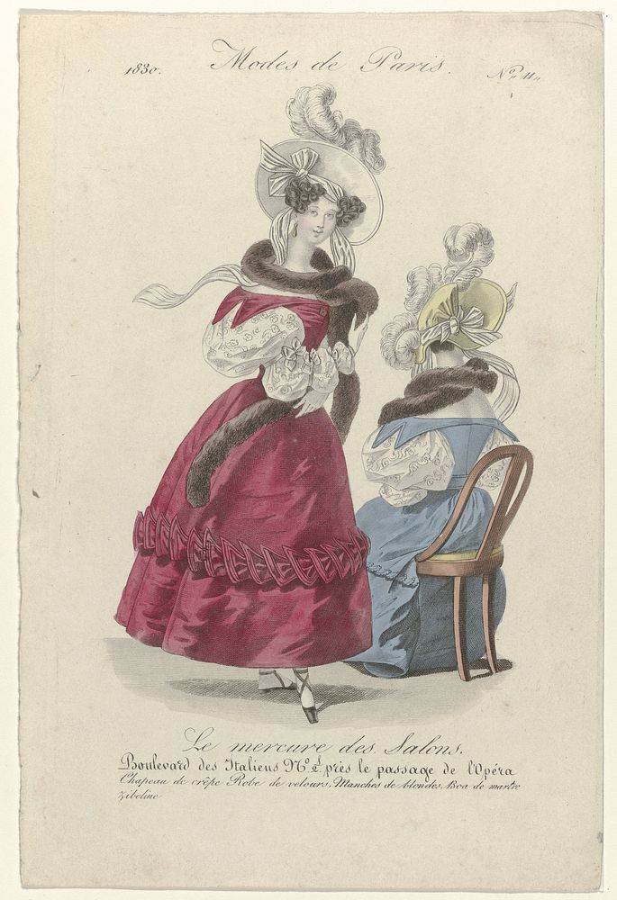 Le Mercure des Salons, 1830, No. 11: Chapeau de crêp (...) (1830) by anonymous