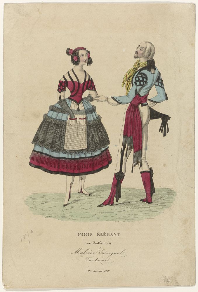 Paris Elégant, 20 janvier 1839 : Muletier Espagnol Fantaisie (1839) by anonymous