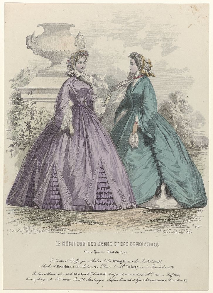 Moniteur des Dames et des Demoiselles, ca. 1863, No. 670 : Toilettes et Etoffes (...) (c. 1863) by Laurent François Guerdet…