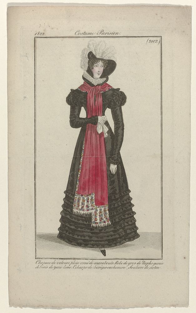 Journal des Dames et des Modes, Costume Parisien, 25 novembre 1822, (2112): Chapeau de velours (...) (1822) by anonymous and…