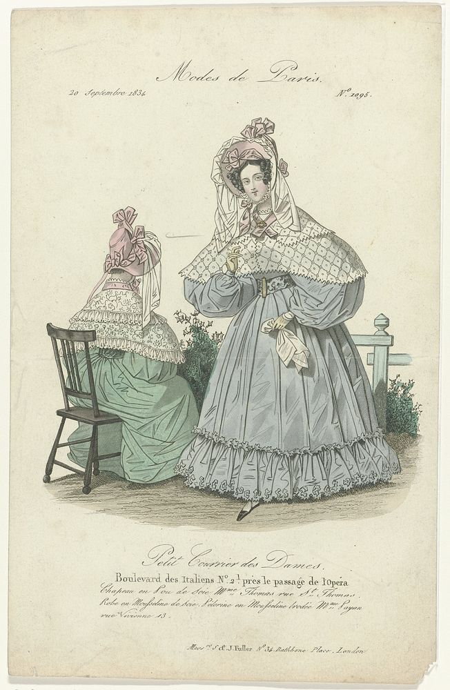 Petit Courrier des Dames, 20 septembre 1834, No.1095 : Chapeau en Pou de Soi (...) (1834) by anonymous, S and J Fuller and…