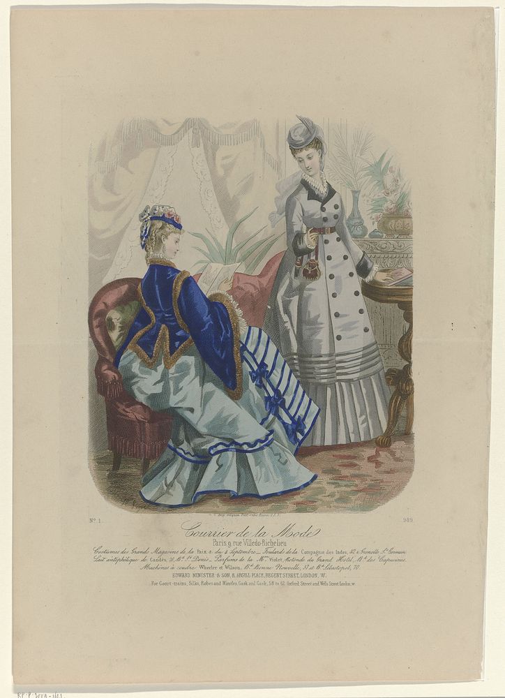 Courrier de la Mode, 1857, No. 989, No. 1 : Costumes des Grands Magasins de la Paix (1857) by anonymous, Anaïs Colin…