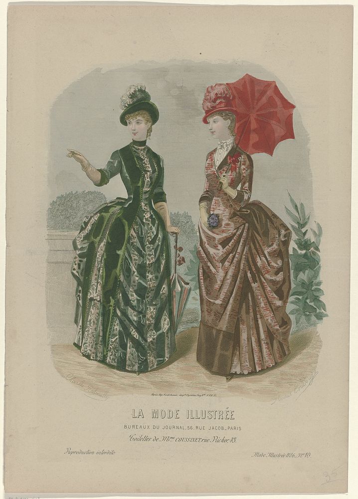 La Mode Illustrée, 1886, No. 10 : Toilettes de Mme. Coussinet (...) (1886) by Charles Rabouille, Anaïs Colin Toudouze and…