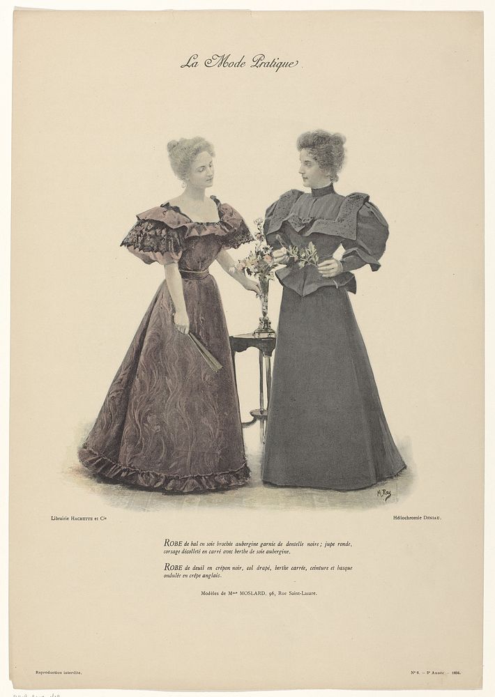 La Mode Pratique, 1894, 3e année, No. 6: Robe de bal (...) (1894) by Deniau, M Rey and Librairie Hachette and Cie