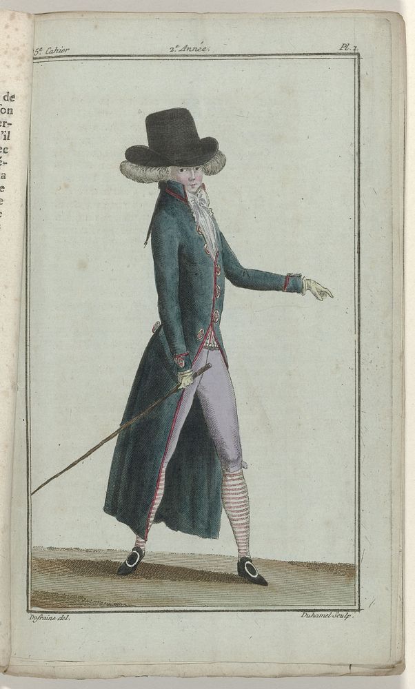 Magasin des Modes Nouvelles Françaises et Anglaises, 30 octobre 1787, 35e cahier, 2e année, Pl. 1 (1787) by A B Duhamel…