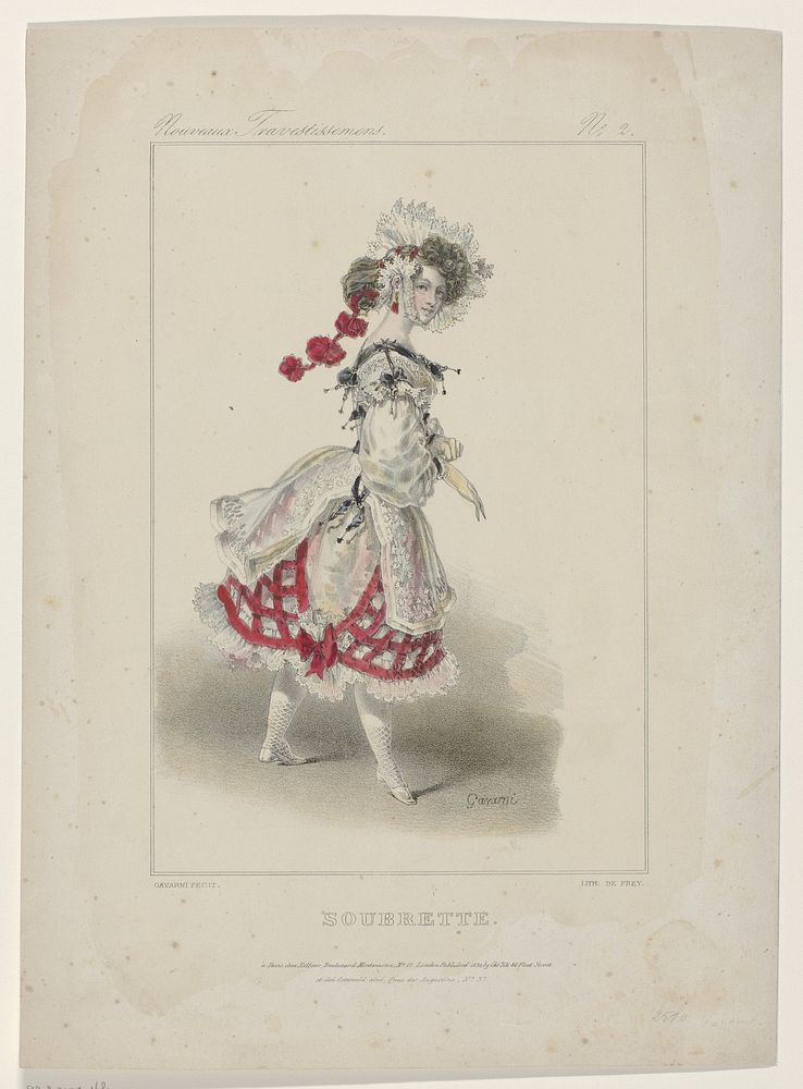 Nouveaux Travestissemens, 1830, No. 2 : Soubrette (1830) by Paul Gavarni, Georges Jean Frey and Henri Rittner