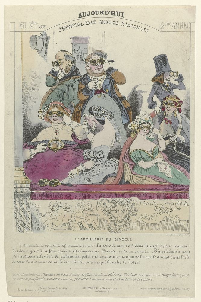 Aujourd'hui, Journal des modes Ridicules, 31 Xbre 1839, 2me Année : L'artillerie du Binocl (...) (1839) by Delaporte, Henri…