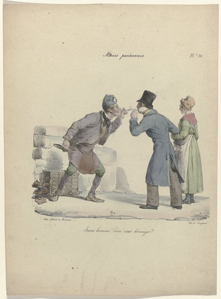 Moeurs parisiennes, ca. 1830, No. 38 : Jeune homm (...) (c. 1830) by Edme Jean Pigal, Pierre Langlumé and Gihaut et Martinet