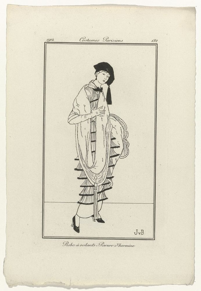 Journal des Dames et des Modes, Costumes Parisiens, 1914, No. 132 : Robe à volants - (...) (1914) by Jan van Brock and…
