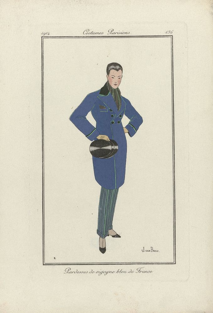 Journal des Dames et des Modes, Costumes Parisiens, 1914, No. 136 : Pardessus de vigogn (...) (1914) by Jan van Brock and…