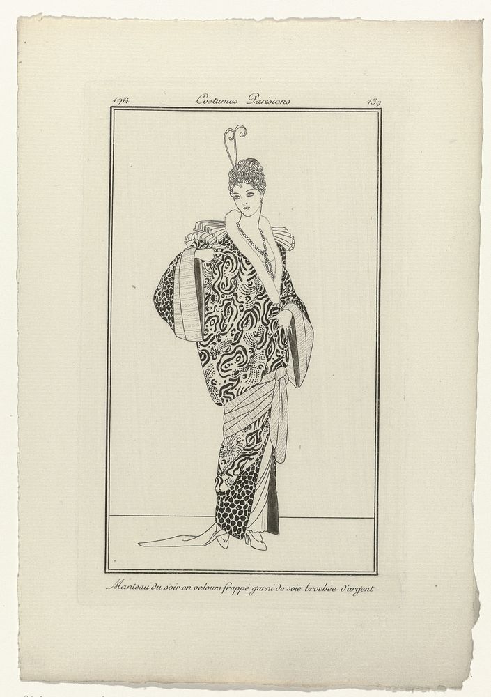 Journal des Dames et des Modes, Costumes Parisiens, 1914, No. 139 : Manteau du soir (...) (1914) by anonymous