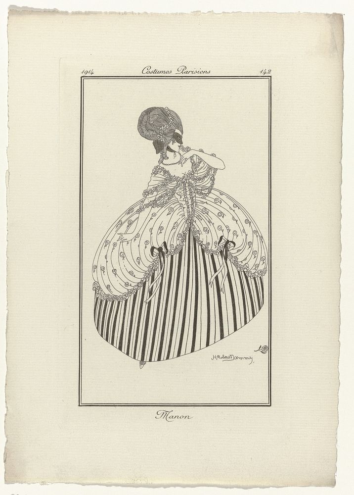 Journal des Dames et des Modes, Costumes Parisiens, 1914, No. 142 : Manon (1914) by H Robert Dammy and anonymous