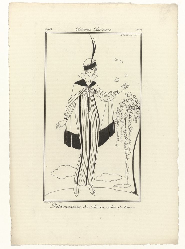 Journal des Dames et des Modes, Costumes Parisiens, 1914, No. 150 : Petit manteau de velours (...) (1914) by George Barbier…