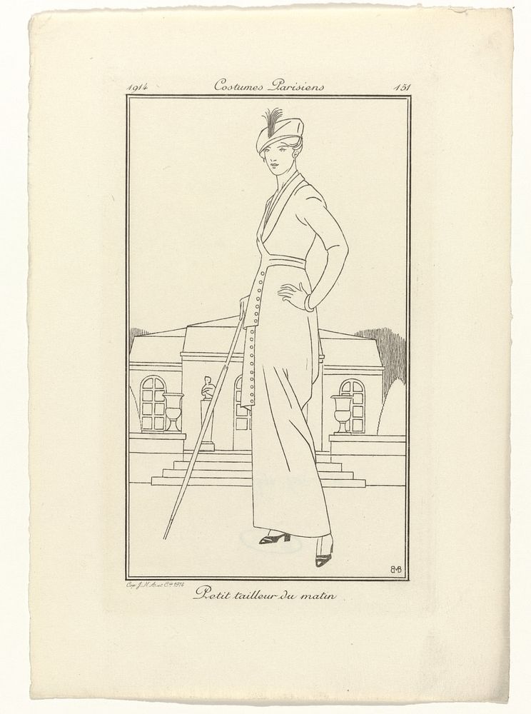 Journal des Dames et des Modes, Costumes Parisiens, 1914, No. 151 : Petit tailleur du matin (1914) by Monogrammist BVB and…
