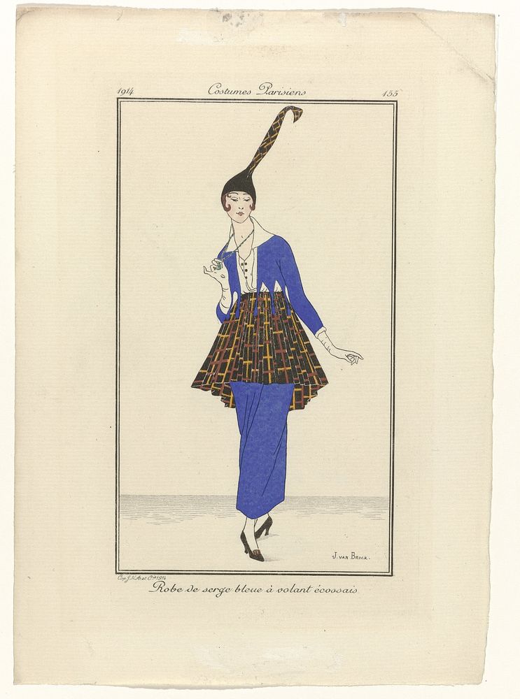 Journal des Dames et des Modes, Costumes Parisiens, 1914, No. 155 : Robe de serge bleu (...) (1914) by Jan van Brock and…